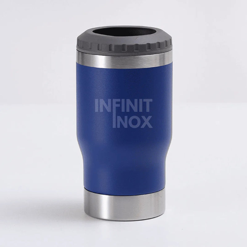 Copo Térmico Cooler Infinit Inox Azul Escuro | Abridor Embutido + Brinde